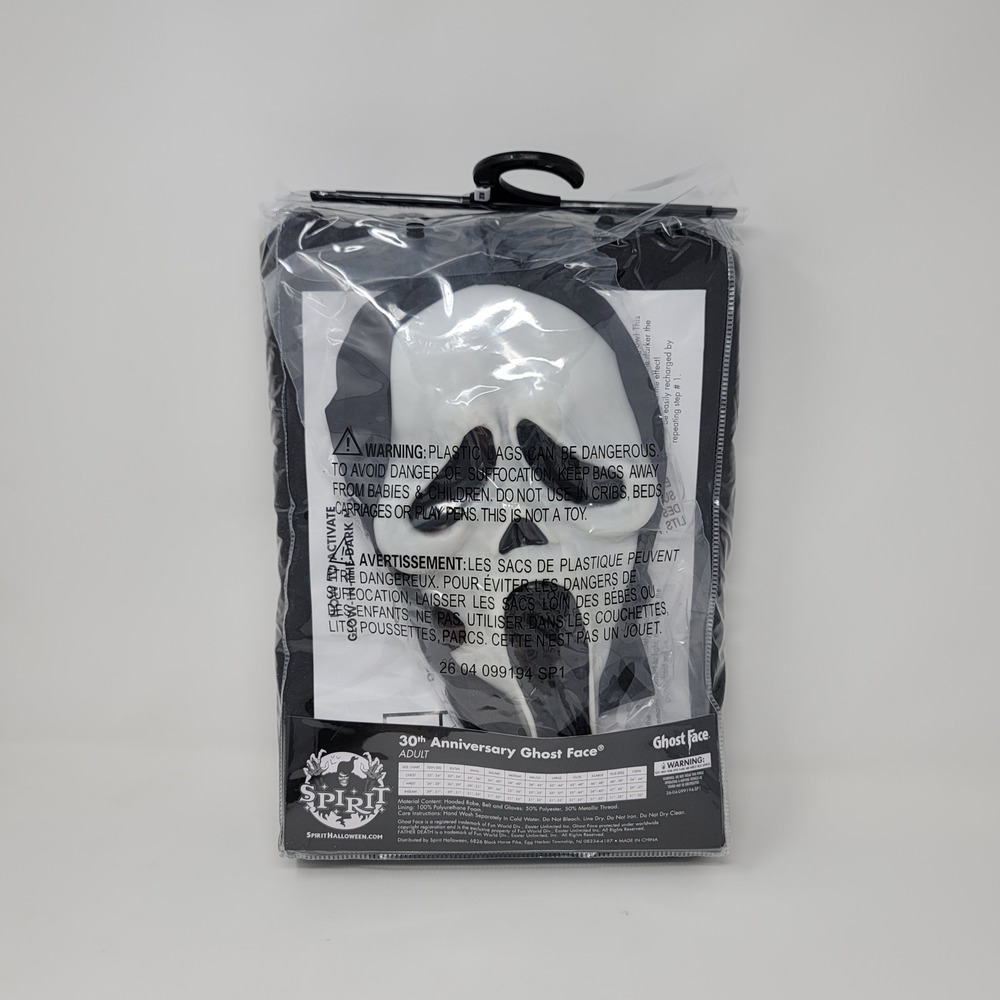 Ghost Face 30th Anniversary Costume Adult Father Death Black Glow in Dark Mask - Picture 3 of 4